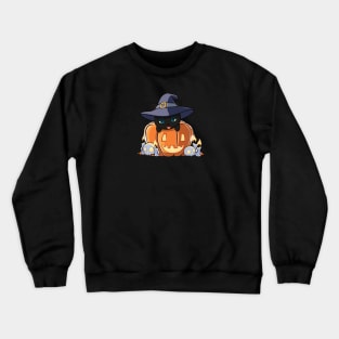 Black cat in a pumpkin Crewneck Sweatshirt